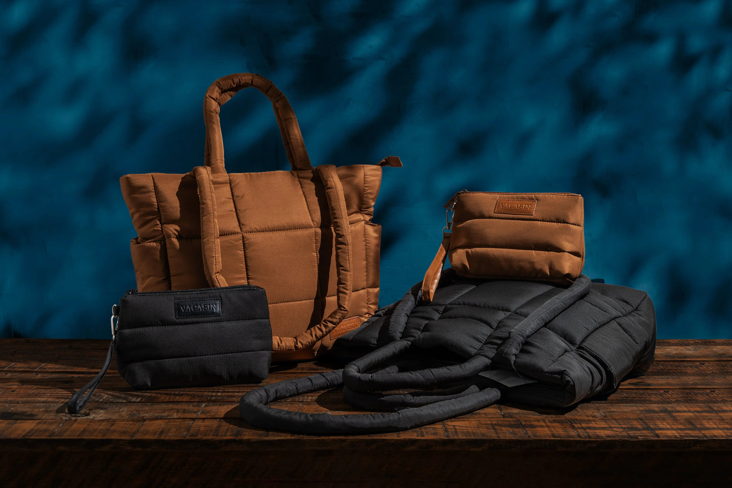 Matte Puffer Tote & Wristlet Set – Lightweight Travel Essential VACASIN