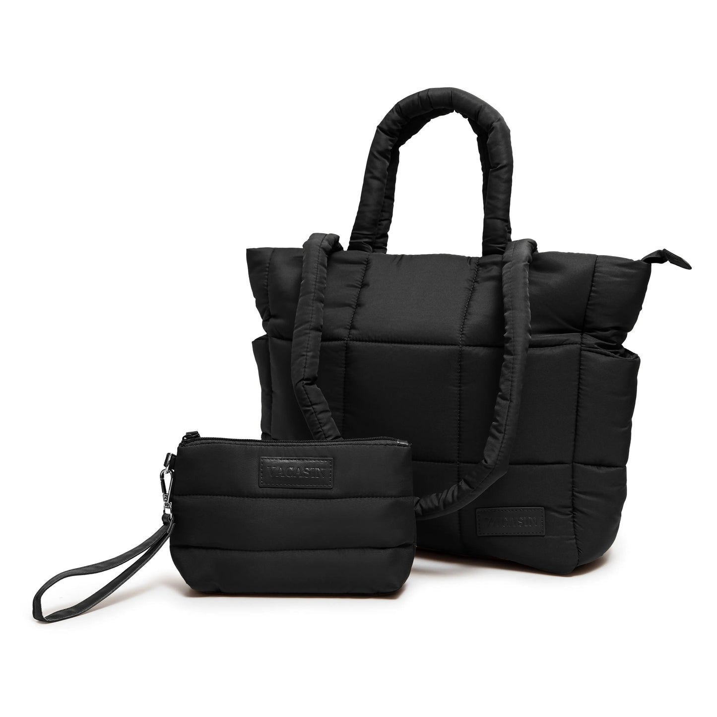 Matte Puffer Tote & Wristlet Set – Lightweight Travel Essential VACASIN